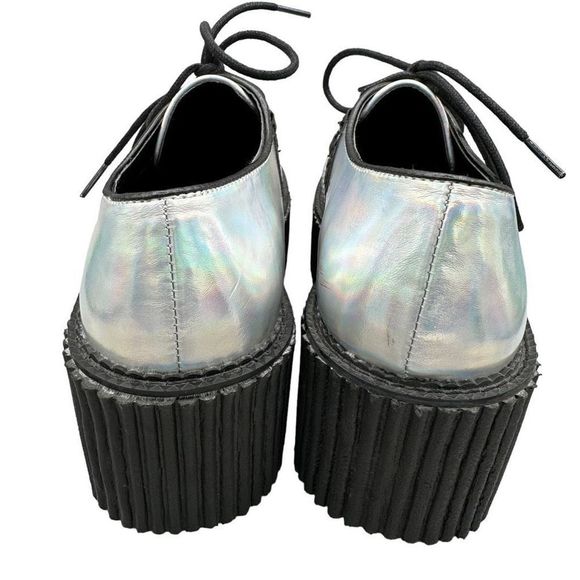 DEMONIA | Silver holographic lightning bolt platform creeper women’s shoes - Picture 5 of 14